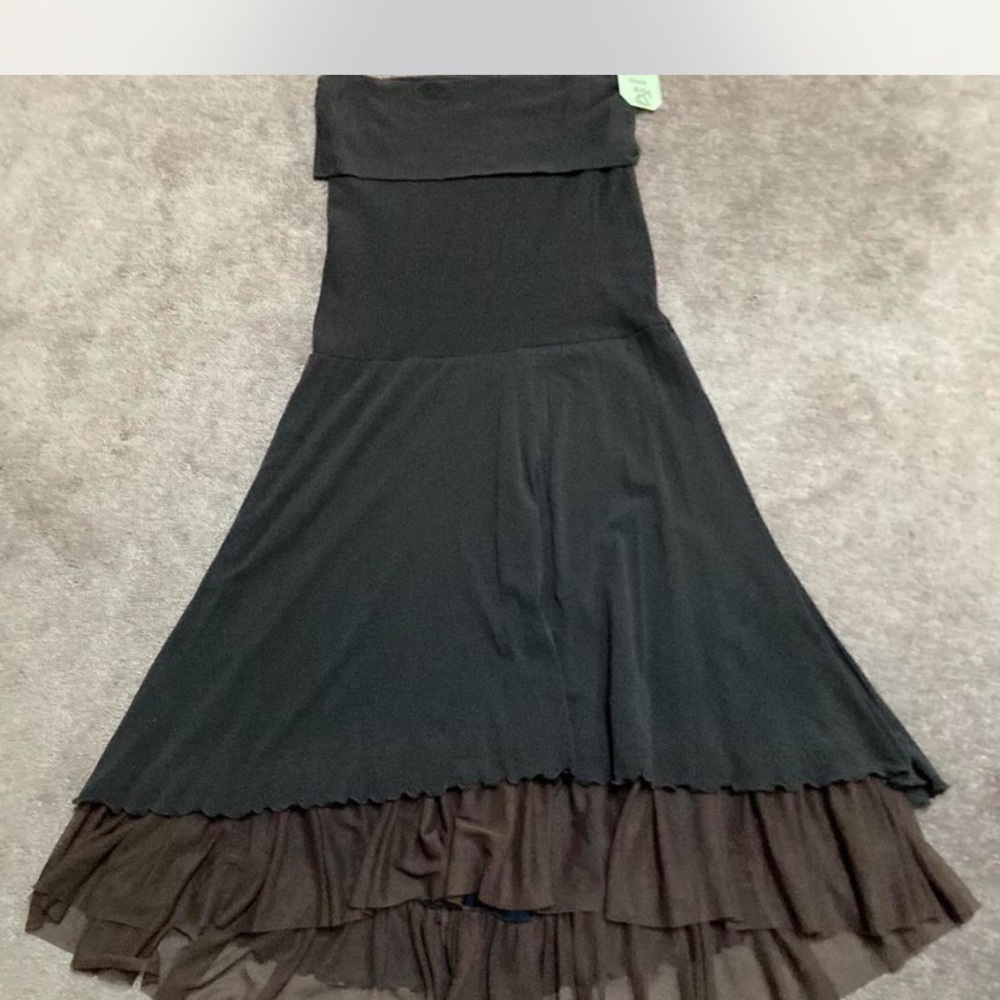 Elegant Black and Brown Strapless Dress